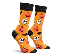 Cantustime Funny Halloween Socks for Women Ladies Teen Girls - Skeleton Skull Pumpkin Bat Jack O Lanterns Fun Cute Novelty Crazy Funky Dress Crew Socks - Halloween Gifts Stockings Costumes