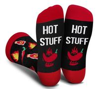 Cantustime Funny Socks for Men Women - 'HOT STUFF' Funky Cotton Crazy Crew Socks Valentines Fathers Novelty Gifts for Boyfriend Dad - Gifts Christmas Fun Gifts Stocking Fillers