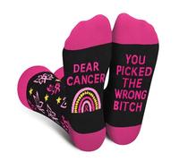 Cantustime Women's Breast Cancer Awareness Socks - Funny, Comfortable & Supportive - One Size Fits Most - 2 Count - A-Butterfly-01
