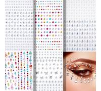 Canvalite 1100PCS Self-Adhesive Face gems with Tweezers for Makeup Festival Face Jewels, Stick On Pearls Hair Gems, Pearl Rhinestones Stickers for Face, Hair, Eye, Makeup, Nail