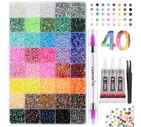 Canvalite 35000Pcs 40 Colors Jelly Rhinestones for Bedazzling, 3mm Multicolor Resin Flatback Gems for Diamond Art, Bedazzler Kit with 3Pcs 15ml Jewelry Glue for Crafting Book Shoes Nail Art