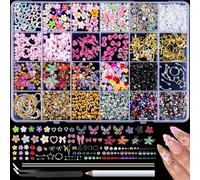 Canvalite 8000 Pcs 3D Nail Charms and Gems Kit, Mixed Nail Charms Flatback Rhinestones, Pearls, Flowers, Bows Charms Y2K for Nail Art Design DIY Crafts with Pickup Tools