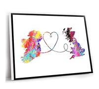 Canvas Abstract Wall Art For Bedroom,Abstract Living Room Decor,UnFramed Map Art,Watercolor Map Printing,Gift For Travel Lovers,Ireland To Britain Travel Watercolour Print,12x16 In UnFramed Wall Art