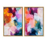Canvas Alchemy Duo Canvas Print Colorful Wall Decor by Art Remedy, Gold Frame, 16 x 24