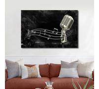 Canvas Art Decorations for The Home Microphone Posters & Prints 1 Piece Wall Art Framed Art Wall Decor Modern Artwork for Home Walls Living Room Decor Canvas Wall Art Ready to Hang, 24 x36 Inch