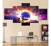 Canvas Art Print Modular 5 Pieces Paint Poster Rick and Morty Wall Cartoon Picture for Home Animation Decoration Kids Room Frame 25x40cmx2P, 20x50cmx2P, 20x60cmx1P Without Frame