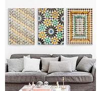Canvas Art Wall Decor Art Muslim Islamic Calligraphy Canvas Art Geometric Painting Alhambra Tiles Decorative Posters And Prints Wall Art Pictures 40x60cmx3 Unframed