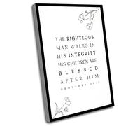 Canvas Art Wall Decor For Living Room,Proverbs 20 7 Father'S Day Gift Bible Verse Print Scripture Wall Art Modern Christian Wall Decor Religious Gifts For Dad,The Righteous Man,12x16 In UnFramed Wall