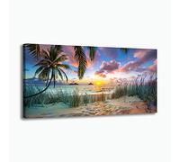 Canvas Art Wall Decor for Living Room Seascape Canvas Wall Decor Tropical Palm Tree Canvas Wall Art Beach Canvas Wall Art for Bedroom Blue Ocean Wall Art Decor Sea Waves Canvas Picture Coconut Trees