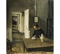 Canvas Artwork Pictures Print On Canvas Classic Painting an Interior Strandgade by Vilhelm Hammershoi for Hallway Decor 60x90cm