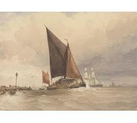 Canvas Artwork Pictures Print On Canvas Classic Painting Sailing Barge At Sea by Famous painting for Hallway Decor 60x90cm