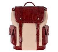 Canvas Backpack Rucksack Real Leather Croc Embossed Trim Outdoor Travel Bag 4268