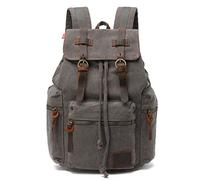 Canvas Backpack Unisex Vintage Casual Rucksack 17 inch Laptop Daypacks Schoolbag College Student Bookbag Hiking Camping Travel Bag Grey