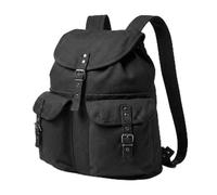 Canvas Backpack Vintage Army Style Rucksack School Gym Bag Camping Hiking Travel Sack Unisex Punk Fashion Daypack - Black