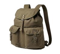 Canvas Backpack Vintage Army Style Rucksack School Gym Bag Camping Hiking Travel Sack Unisex Punk Fashion Daypack - Olive