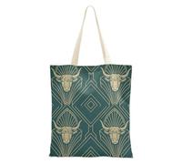 Canvas Bag Art-deco Highland Cow Pattern Tote Bag for Women Canvas Cool Gifts for Female Friends Tote Bag Plain
