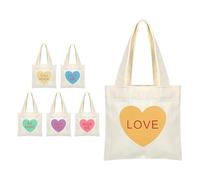 Canvas Bag - Valentine Heart Canvas, Conversation Handbag Set, Mini Tote Collection | Accessory For School Travel Beach Shopping Party Indoor Office Study Events Daily Carrying Pouch Organizer