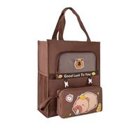 Canvas Bag with Detachable Pen Case School Top Handle Cartoon Print Books School Supplies Students Books Cartoon Print Canvas Detachable Pen Case Top Handle