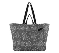 Canvas Bags Foldable Kitchen Grocery Bags Travel Tote Bag for Men Wedding Party Presents Christmas Dark Grey White Tree Snow