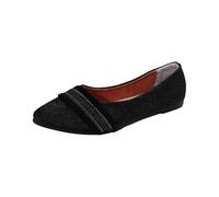 Canvas Ballet Flats for Women Classic Elegant Slim Comfortable Walking Shoes Slip On Pointed Toe Lightweight Casual Summer Shoe Work Business Date Flats (Black, 10)