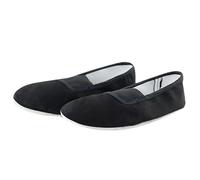 Canvas Ballet Shoes for Women Full Flat Sole Yoga Soft Cushion Dancing Shoe Gymnastics Wide Width Arch-Support Boat Footwear Breathable Comfortable Loafer for ractice Ballerina Beginner (Black, 1)