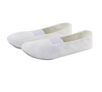 Canvas Ballet Shoes for Women Full Flat Sole Yoga Soft Cushion Dancing Shoe Gymnastics Wide Width Arch-Support Boat Footwear Breathable Comfortable Loafer for ractice Ballerina Beginner (White, 4.5)