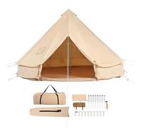 Canvas Bell Tent with Dual Doors and Zipped Groundsheet, Featuring Stove Jack for Year-Round Camping Comfort