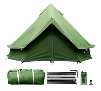 Canvas Bell Yurt Tent with Stove Jack, Waterproof Luxury 4 Season Tents for Family Outdoor Camping 100% Cotton Green Glamping Tents for Hunting, Partie, All Year Living (3M- 9.8FT)