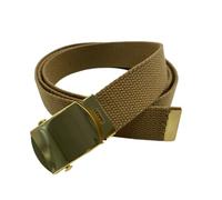 Canvas Belt Web Belt Military Belt Golf Belt with Brass Buckle and Tip Waist Size Up to 45" Long, Khaki, 50''