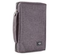 Canvas Bible Cover With Fish Symbol Appliqué, Grey, Medium