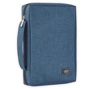 Canvas Bible Cover with Fish Symbol Appliqué, Navy Blue, Small