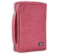 Canvas Bible Cover with Fish Symbol Appliqué, Red, Small