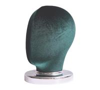 Canvas Block Head (Height 25cm) Stable Wig Display Head for Headwear Wig Hat Green Velvet