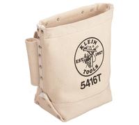 Canvas Bolt Bag, Small Bag for Bolt Storage with Bull Pin Loops, Belt Tunnel Loop Connection, Klein Tools 5416T, Cream, 25.40 cm