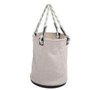 Canvas Bucket, 40x30cm 30KG Load Bearing Collapsible Canvas Bucket Plastic Bottom NailsBolts Tool Organizer for Maintenance Work (White)