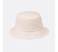 Canvas bucket hat with frayed edge Ecru