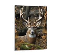 Canvas Camouflage Deer Wall Art Modern Framed Print Painting Artwork Minimalist Pictures Decor Classic Home Wall Decoration Ready to Hang for Living Room Bedroom Office