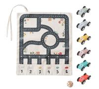 Canvas Car Toy Set - Small Wooden Maze Play Mat, Interactive Rolling Vehicle Puzzle Handcrafted Wood Pathway Game, Educational Motion Board, Family Engagement Entertainment, Holiday Cognitive