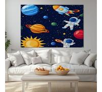 Canvas Cartoon Astronaut Space Posters Bedroom 120 x 80 cm Wall Art for Boys Room Office, Canvas Art Prints Painting Artwork for Teen Kids Men Room Home Decoration