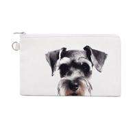 Canvas Coin Purse A Sleeping Fox Small Wallets for Women Slim Wallet with Zipper Key Ring Cute Change Purse Small Zipper Pouch, Well-behaved schnauzer, One Size, Pattern