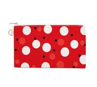Canvas Coin Purse Ancient Skull And Flowers Small Wallets for Women Slim Wallet with Zipper Key Ring Cute Change Purse Small Zipper Pouch, red white polka dot, One Size, Pattern