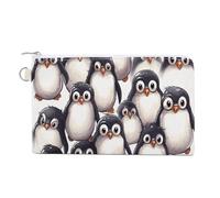 Canvas Coin Purse Animals And Landscapes Small Wallets for Women Slim Wallet with Zipper Key Ring Cute Change Purse Small Zipper Pouch, Cute Baby Penguins Sketch, One Size, Pattern
