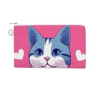 Canvas Coin Purse Baby Pandas Small Wallets for Women Slim Wallet with Zipper Key Ring Cute Change Purse Small Zipper Pouch, Blue Cat in Suit, One Size, Pattern