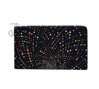 Canvas Coin Purse Batik Art Style Small Wallets for Women Slim Wallet with Zipper Key Ring Cute Change Purse Small Zipper Pouch, Color Dot Pattern, One Size, Pattern