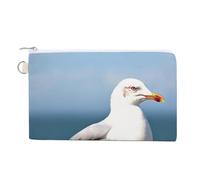 Canvas Coin Purse Black White Piano Keyboard Small Wallets for Women Slim Wallet with Zipper Key Ring Cute Change Purse Small Zipper Pouch, Cute Seagull, One Size, Pattern