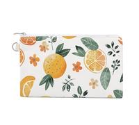 Canvas Coin Purse Bright Light Yellow Small Wallets for Women Slim Wallet with Zipper Key Ring Cute Change Purse Small Zipper Pouch, Oranges and Lemons, One Size