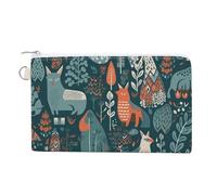 Canvas Coin Purse Cactus Succulents Small Wallets for Women Slim Wallet with Zipper Key Ring Cute Change Purse Small Zipper Pouch, Scandinavian Animals, One Size, Pattern