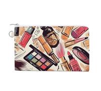 Canvas Coin Purse Cartoon Birds And Bees Small Wallets for Women Slim Wallet with Zipper Key Ring Cute Change Purse Small Zipper Pouch, Makeup Theme Pattern, One Size, Pattern