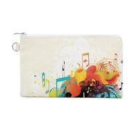 Canvas Coin Purse Cartoon Birds And Bees Small Wallets for Women Slim Wallet with Zipper Key Ring Cute Change Purse Small Zipper Pouch, Abstract Music Themed, One Size, Pattern