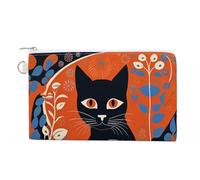 Canvas Coin Purse Cartoon Birds And Bees Small Wallets for Women Slim Wallet with Zipper Key Ring Cute Change Purse Small Zipper Pouch, Orange Cat Pattern, One Size, Pattern